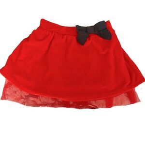 OSHKOSH Red Velour Skirt w/ Blk Bow